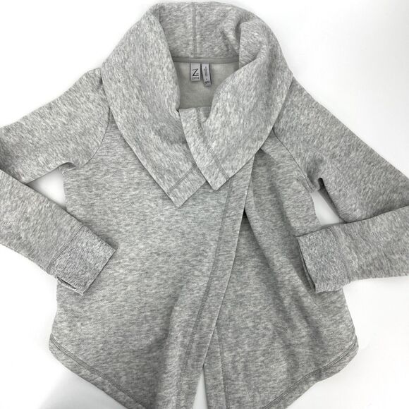 Z by Zella Girls Shooting Star Drape Collar Cardigan Grey Light Heather L 10-12 - Picture 4 of 9